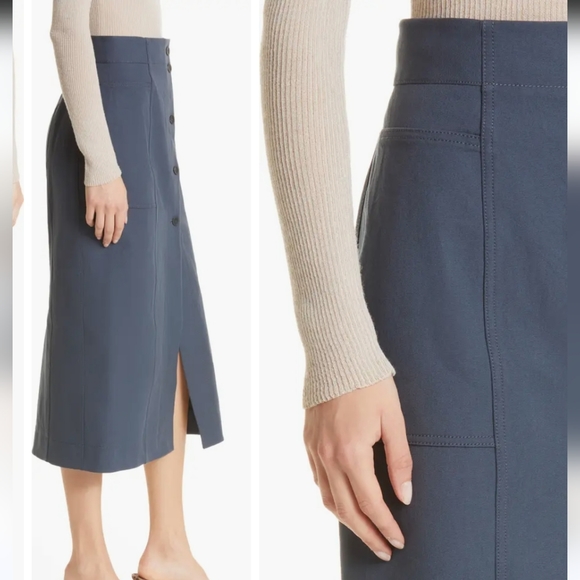 NEW MM Lafleur the Lane skirt midi gray blue better than denim stretch 8 - Picture 4 of 16